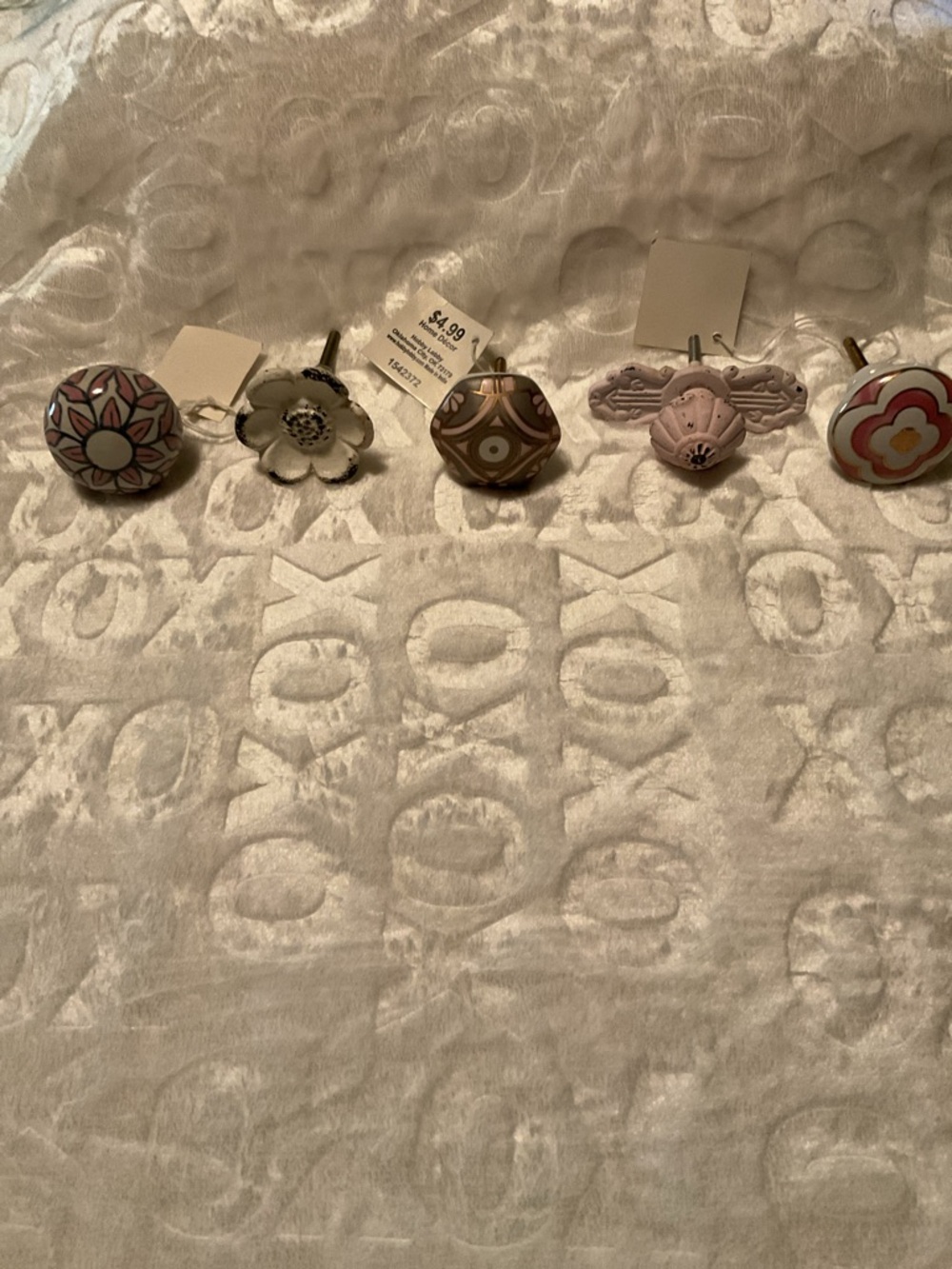 Mixed Ceramic Floral Drawer Knobs - Pink, White, Cream